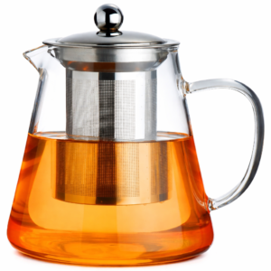 Glass Teapot with Removable Infuser, Lid & Handle – Stovetop Safe Tea Kettle for Loose Leaf Tea, Blooming Tea & Fruit Infused Water (750 ml)